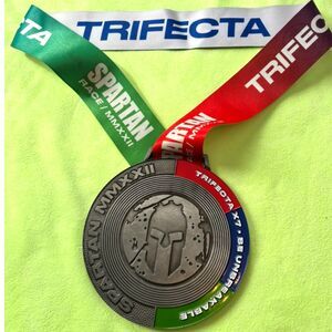 2022 Spartan Trifecta X7 Multi-Trifecta Medal with original Spartan ribbon.
